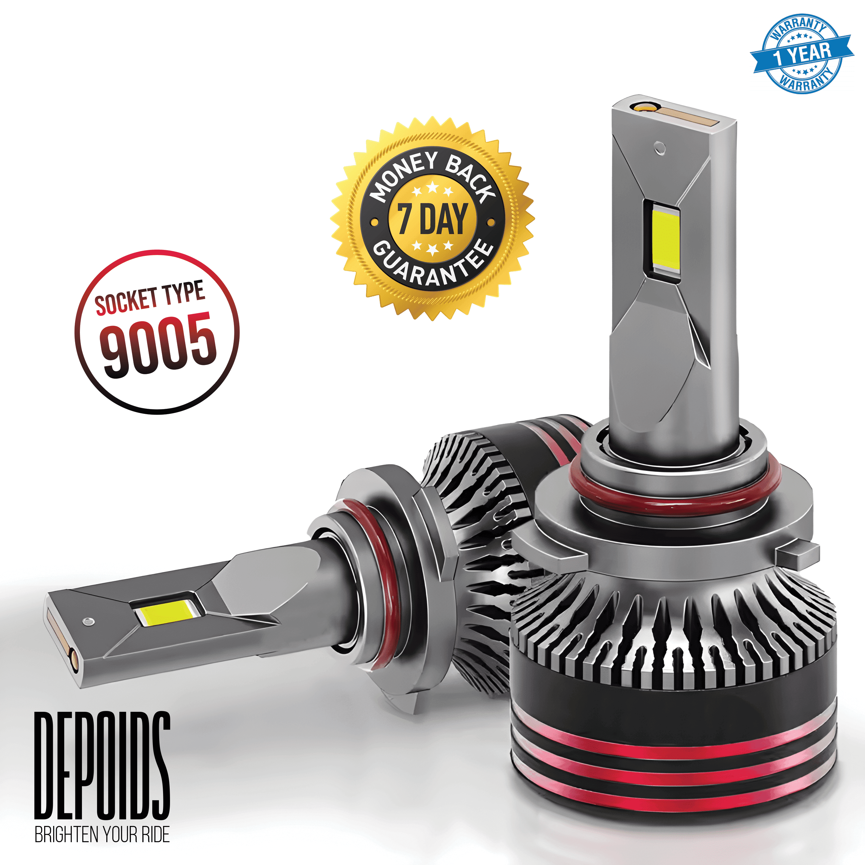 9005 LED Headlight Bulbs (High Beam) (Pair) 300W | BRIGHTEST LED IN PAKISTAN